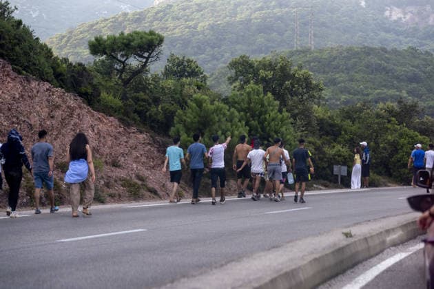 More than 800 irregular migrants intercepted while attempting to swim from Morocco to Spain s North African coast CASTILLEJOS, MOROCCO - JULY 31: Irregular migrants gather near the border area as more than 800 migrants attempting to swim from the coast of Castillejos, Morocco, to the Spanish North African enclave of Ceuta are intercepted by authorities on July 31, 2026. Some migrants are seen rushing toward the border in an attempt to enter Spanish territory. Abu Adem Muhammed Anadolu Castillejos Morocco. Editorial use only. Please get in touch for any other usage.  Copyright: x2026xAnadoluxAbuxAdemxMuhammedx