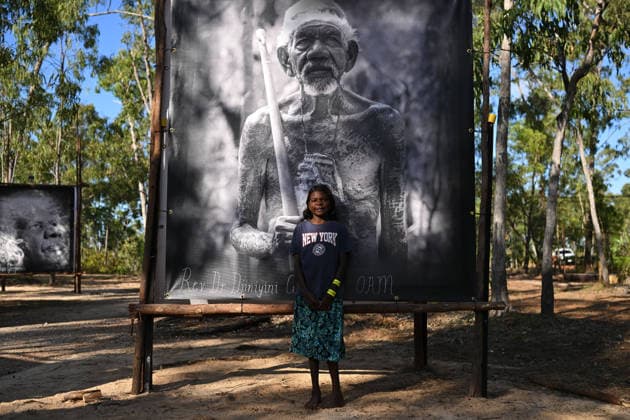GARMA FESTIVAL, Latoya Gondara, 8, great grand daughter of Rev Dr Djiniyini Gondarra OAM poses for a photo during the 26th annual Garma Festival in Gulkula, Northern Territory, Friday, July 31, 2026. The Garma Festival takes place on the remote northeast Arnhem Land, celebrating Yolngu culture and customs in a four-day event hosted by the Yothu Yindi Foundation. ( NO ARCHIVING Gulkula Ceremonial Site Northern Territory Australia  Copyright: xJamesxRossx 20260731170396023064