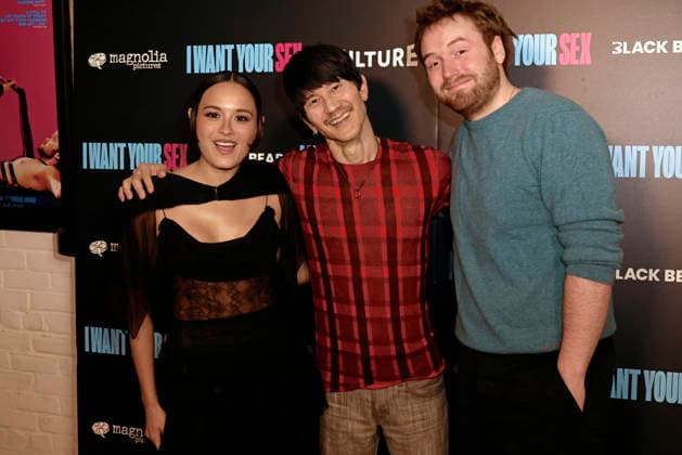 Actress Chase Sui Wonders, Director, Gregg Araki and Actor, Cooper Hoffman arrive on the red carpet at the New York Premiere of I Want Your Sex in New York City on Thursday, July 30, 2026.  NYP202607306012 PETERxFOLEY
