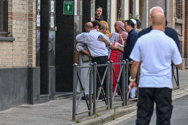 Driss Atounane s son, Sami Atounane arrives for the funeral ceremony of Driss Atounane, in Brussels. The Schaerbeek resident was attacked on July 23 on the No. 55 tram while reportedly stepping in to defend a female passenger who was the target of racist and Islamophobic remarks from another passenger on the bus.  EMILExWINDAL 182468608