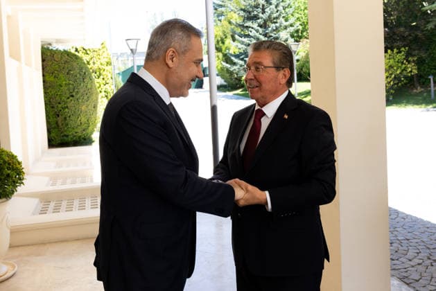 Hakan Fidan - Unal Ustel meeting in Ankara ANKARA, TURKIYE - JULY 31: Turkish Foreign Minister Hakan Fidan meets with Turkish Republic of Northern Cyprus (TRNC) Prime Minister Unal Ustel (L) in Ankara, Turkiye on July 31, 2026. Murat Gok Anadolu Ankara Turkey. Editorial use only. Please get in touch for any other usage.  Copyright: x2026xAnadoluxMuratxGokx
