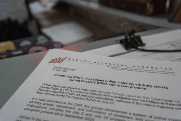 Progressive Groups Ask Philippine Human Rights Commission to Probe Police Conduct QUEZON CITY, PHILIPPINES JULY 31, 2026: Members of progressive organizations submit a letter to the Commission on Human Rights of the Philippines requesting an independent investigation into alleged human rights violations by the Philippine National Police during recent demonstrations. The groups accused police of using excessive force against protesters and journalists and called for accountability over the handling of the demonstrations. Quezon City Philippines Copyright: x xCharlesxEdmonxS.xPerezx xJNAxPressx