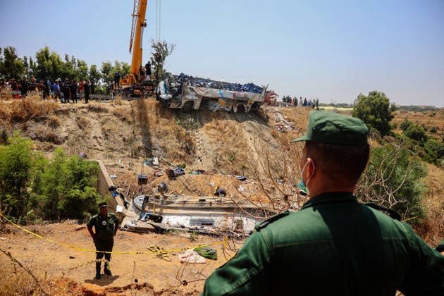At least 25 killed, 44 injured as passenger bus overturns in northern Algeria BOUMERDES, ALGERIA - JULY 31: Emergency and search-and-rescue teams work at the scene where a passenger bus traveling from Setif veered off road and overturned in Boumerdes province, northern Algeria, on July 31, 2026. At least 25 people were killed and 44 others injured after the tragic accident on Friday, the country s Civil Protection said. Hamza Zait Anadolu Boumerdes Algeria. Editorial use only. Please get in touch for any other usage.  Copyright: x2026xAnadoluxHamzaxZaitx