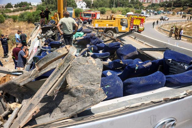 At least 25 killed, 44 injured as passenger bus overturns in northern Algeria BOUMERDES, ALGERIA - JULY 31: Emergency and search-and-rescue teams work at the scene where a passenger bus traveling from Setif veered off road and overturned in Boumerdes province, northern Algeria, on July 31, 2026. At least 25 people were killed and 44 others injured after the tragic accident on Friday, the country s Civil Protection said. Hamza Zait Anadolu Boumerdes Algeria. Editorial use only. Please get in touch for any other usage.  Copyright: x2026xAnadoluxHamzaxZaitx