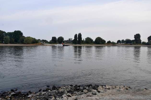 ABB RHEIN- Fahrwasser des Rhein Niedrigwasser Rheinufer, bei Düsseldorf Oberkassel Zur Zeit Eingeschrenkter Schiffsverkehr auf dem Rhein bei Oberkassel Rheinbruecke Binnenschiffer Lastschiff Frachtschiff Transportschiff Lastkahn zur Zeit nicht voll beladen auf dem Rhein Wasser unterwegs Düsselorf 31.07.2027 Der Rhein hat einen sehr niedrigen Wasserstand extremes Niedrigwasser Rheinpegel unter 40 cm Tendenz fallend NRW Deutschland *** ABB RHINE Rhine navigation channel Low water level Rhine riverbank, near Düsseldorf-Oberkassel Currently, restricted vessel traffic on the Rhine near Oberkassel Rhine Bridge inland waterway vessels cargo ship freight ship transport ship barge currently not fully loaded on the Rhine traveling on the water