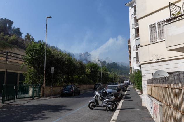 IPA87137220 - Rome: Fire Breaks Out on Monte Ciocci in Rome  Copyright: xMatteoxNardonex xx 87137220
