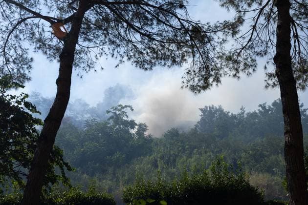 IPA87137240 - Rome: Fire Breaks Out on Monte Ciocci in Rome  Copyright: xMatteoxNardonex xx 87137240