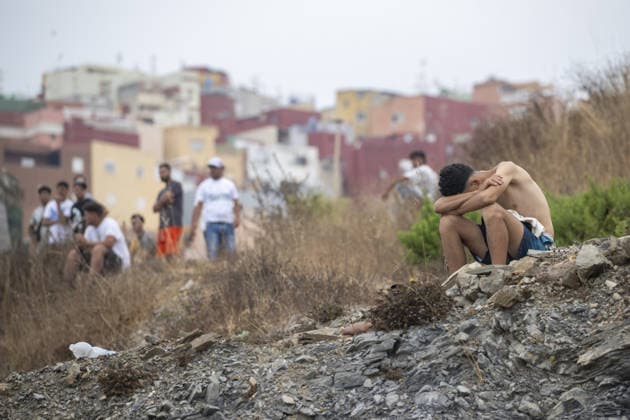 Hundreds of migrants reach Spain s Ceuta after swimming from Morocco CEUTA, SPAIN - JULY 31: Hundreds of migrants attempt to swim from Morocco to the Spanish city of Ceuta in North Africa, while the number of arrivals exceeded 1,500 in just over a week, according to local news, in Ceuta, Spain on July 31, 2026. Marcos Moreno Anadolu Ceuta Spain. Editorial use only. Please get in touch for any other usage.  Copyright: x2026xAnadoluxMarcosxMorenox