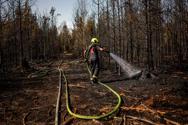 Forest fire extinguishing in the Czech Republic VETRKOVICE, CZECH REPUBLIC - JULY 31: Czech firefighters extinguish a forest and field fire covering an area of ??27 hectares in Vetrkovice (Moravian-Silesian Region), Czech Republic on July 31, 2026. According to a fire department spokesperson, 13 firefighting units are responding. Firefighters are also continuously monitoring the situation using drones, which provide an overview of the fire s development and help manage firefighting efforts. Work will continue into the next night. Lukas Kabon Anadolu Vetrkovice Czech Republic. Editorial use only. Please get in touch for any other usage.  Copyright: x2026xAnadoluxLukasxKabonx