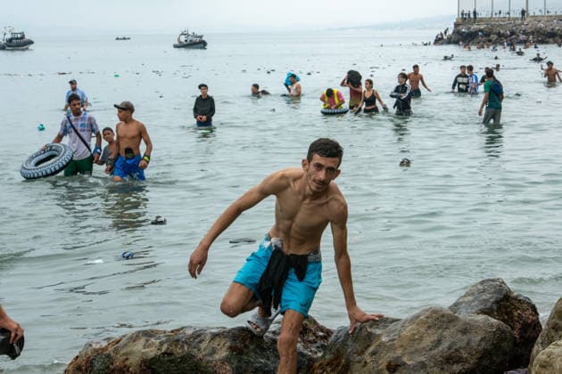 July 31, 2026, Ceuta, Ceuta, Spain: Hundreds of migrants attempt to swim from Morocco to the Spanish city of Ceuta in North Africa. Ceuta Spain  - ZUMAd308 20260731_zsp_d308_008 Copyright: xJuanxCarlosxLucasx