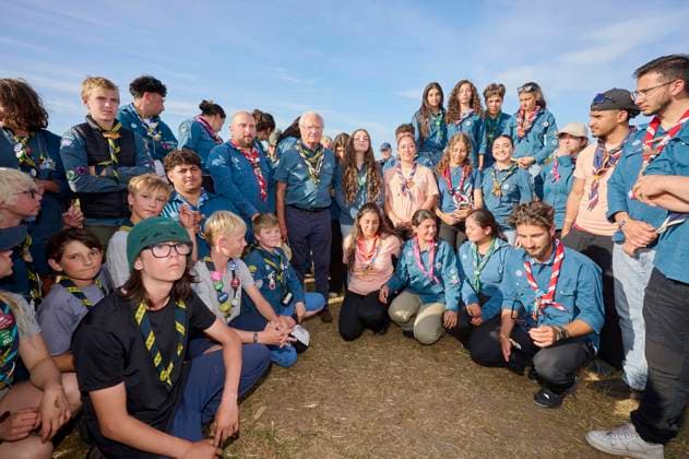 King Carl XVI Gustaf scout, and visit scout camp 2026-07-31 KRISTIANSTAD SWEDEN , King Carl XVI Gustaf are visiting the Jamboree 26 scout camp in Kristianstad in south Sweden., The King has been a scout himself since childhood., PICTURE: King Carl XV Gustaf visit scout camp., PHOTO:hbg-bild mega. 31 Jul 2026 Pictured: King Carl XVI Gustaf of Sweden visit scoutcamp in south Sweden.  Copyright: xThexMegaxAgencyxhbgbildx xMEGAx