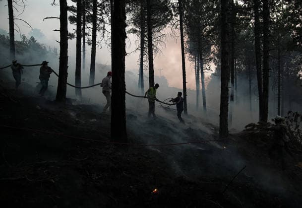 Firefighting efforts continue in Aydin s Cine AYDIN, TURKIYE - JULY 31: Firefighters extinguish fire at a forested area as aerial and ground crews continue battling a wildfire in the Cine district of Aydin, Turkiye on July 31, 2026. Mahmut Serdar Alakus Anadolu Aydin Turkey. Editorial use only. Please get in touch for any other usage.  Copyright: x2026xAnadoluxMahmutxSerdarxAlakusx