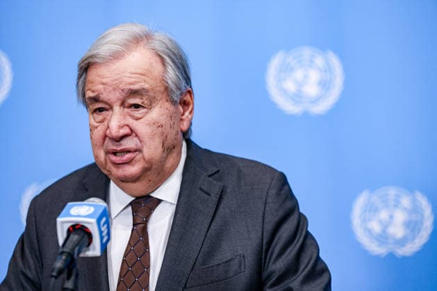 July 31, 2026, New York, New York, United States: United Nations Secretary General, ANTONIO GUTERRES speaks to reporters at the Security Council stakeout at UNHQ. Guterres discussed his recent visits to Syria, Jordan and Cyprus, the conflict in the Middle East, including the announced roadmap for Hamas to relinquish its weapons and for Israel to withdraw from Gaza, and the growing global impacts of extreme heat and climate change. New York United States  - ZUMAo116 20260731_znp_o116_001 Copyright: xBiancaxOterox
