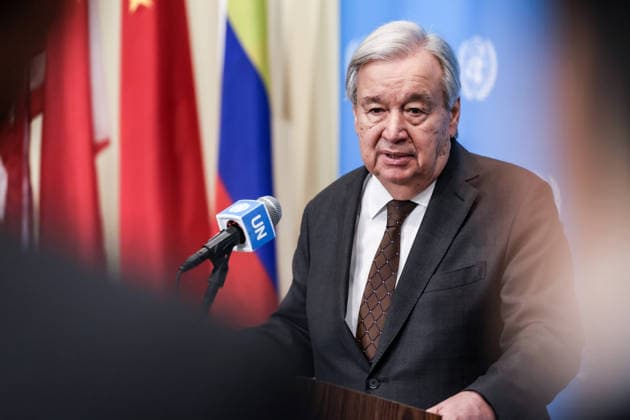 July 31, 2026, New York, New York, United States: United Nations Secretary General, ANTONIO GUTERRES answers questions from reporters at the Security Council stakeout at UNHQ. Guterres discussed his recent visits to Syria, Jordan and Cyprus, the conflict in the Middle East, including the announced roadmap for Hamas to relinquish its weapons and for Israel to withdraw from Gaza, and the growing global impacts of extreme heat and climate change. New York United States  - ZUMAo116 20260731_znp_o116_020 Copyright: xBiancaxOterox