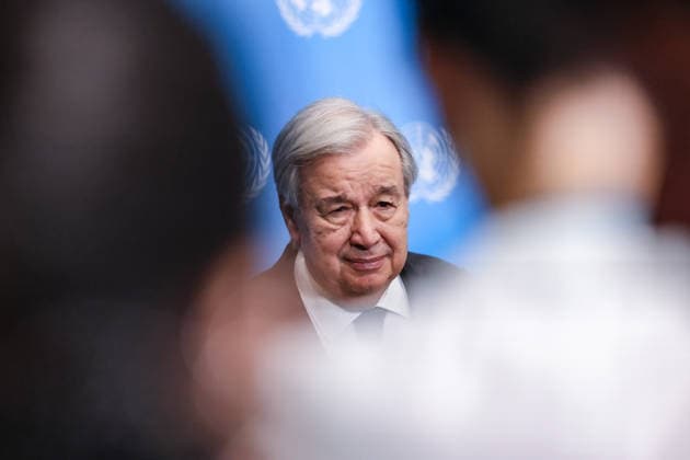 July 31, 2026, New York, New York, United States: United Nations Secretary General, ANTONIO GUTERRES seen through reporters as he takes questions from the press at the Security Council stakeout at UNHQ. Guterres discussed his recent visits to Syria, Jordan and Cyprus, the conflict in the Middle East, including the announced roadmap for Hamas to relinquish its weapons and for Israel to withdraw from Gaza, and the growing global impacts of extreme heat and climate change. New York United States - ZUMAo116 20260731_znp_o116_033 Copyright: xBiancaxOterox