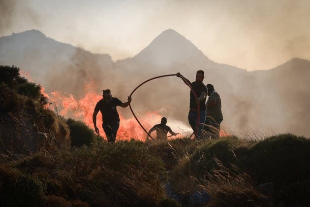 Wildfires continue in Rethymno region of Crete CRETE, GREECE - JULY 31: Firefighters battle a wildfire burning near the village of Drimiskos in the Rethymno region on the island of Crete, Greece, on July 31, 2026. Costas Baltas Anadolu Crete Greece. Editorial use only. Please get in touch for any other usage.  Copyright: x2026xAnadoluxCostasxBaltasx