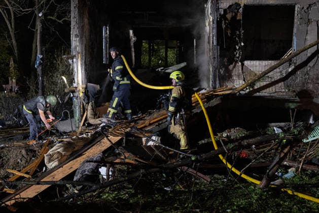 9 killed, 27 injured in Russian missile attacks on Kyiv KYIV, UKRAINE - AUGUST 01: Firefighters work at the site of buildings damaged after a Russian missile attack struck Kyiv, Ukraine, on August 01, 2026. At least nine people were killed and 27 others injured in Russian ballistic missile strikes across Kyiv, the State Emergency Service of Ukraine Danylo Antoniuk Anadolu Kyiv Ukraine. Editorial use only. Please get in touch for any other usage.  Copyright: x2026xAnadoluxDanyloxAntoniukx