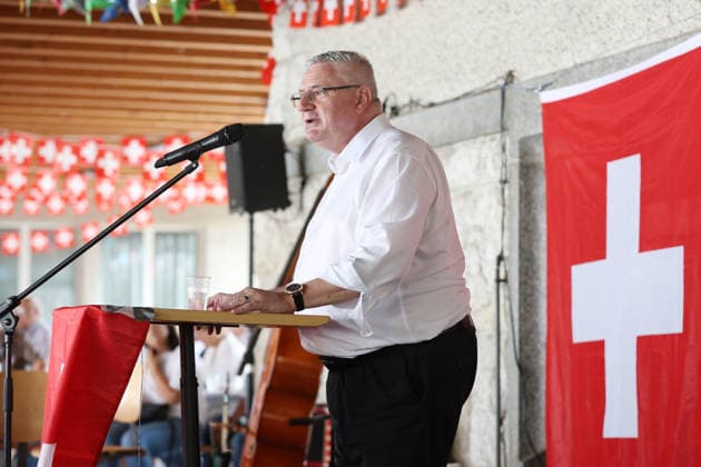 1.August Ansprache Andreas Glarner (SVP) 01.08.2026 Niedergoesgen SO, SCHWEIZ, Festtagsrede am 1. August mit Nationalrat Andreas Glarner (SVP) in Niedergoesgen *** August 1 Speech by Andreas Glarner (SVP) August 1, 2026, Niedergoesgen, SO, SWITZERLAND; National Day speech on August 1 by National Council member Andreas Glarner (SVP) in Niedergoesgen 