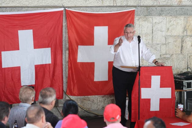 1.August Ansprache Andreas Glarner (SVP) 01.08.2026 Niedergoesgen SO, SCHWEIZ, Festtagsrede am 1. August mit Nationalrat Andreas Glarner (SVP) in Niedergoesgen *** August 1 Speech by Andreas Glarner (SVP) August 1, 2026, Niedergoesgen, SO, SWITZERLAND; National Day speech on August 1 by National Council member Andreas Glarner (SVP) in Niedergoesgen 