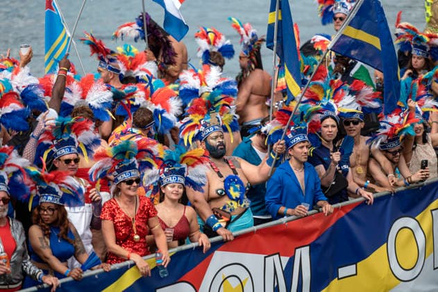 Amsterdam The Netherlands 1st August 2026 A colourful procession of boats makes its way through the Amsterdam Canals for the annual World Pride Canal Parade. Boat representing the corners of the Dutch Kingdom including Aruba and Curacao. gay, lgbtqi,