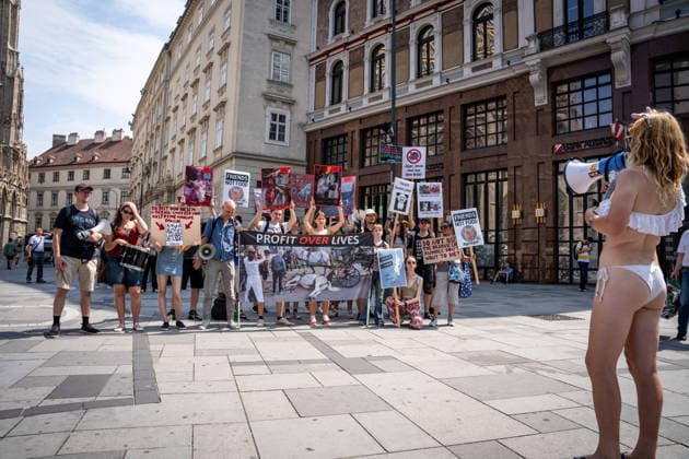 Animal rights activists stage vegan awareness protest in Vienna Animal rights activists hold banners and placards during a vegan awareness protest in central Vienna, Austria, on August 1, 2026. Demonstrators called for an end to animal exploitation and promoted plant-based living. Vienna Vienna Austria Copyright: xxFikretxOzgurx