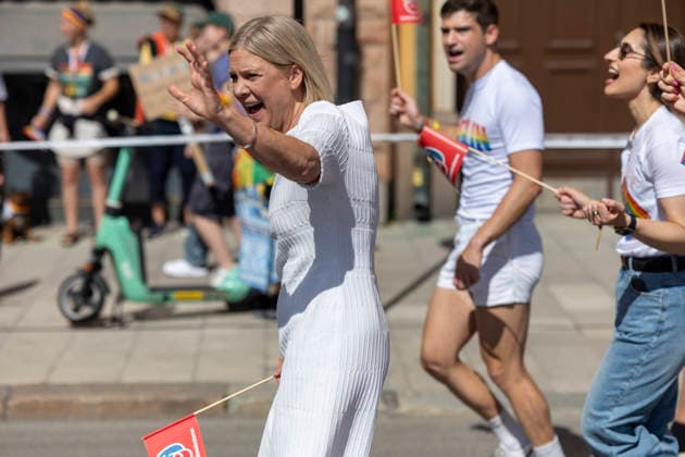 August 1, 2026, Stockholm, Sweden: STOCKHOLM, SWEDEN - AUGUST 1, 2026: Social Democratic Party leader Magdalena Andersson takes part in the Stockholm Pride Parade, the largest Pride parade in the Nordic region, through central Stockholm, celebrating LGBTQ rights, diversity and inclusion. Sweden - ZUMAa136 20260801_zap_a136_003 Copyright: xJoelxLindhex