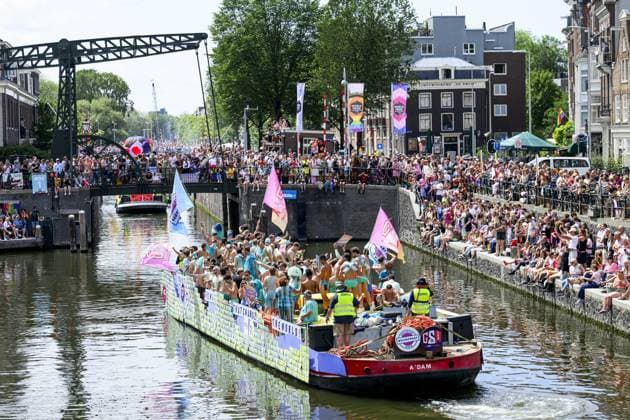 Amsterdam, The Netherlands, 2026-08-01 13:51:09 AMSTERDAM, 01-08-2026, Canals of Amsterdam. Amsterdam is the host city for WorldPride. Under the theme UNITY, equal rights, visibility, and international solidarity take center stage. The program includes the Pride Walk, Canal Parade, and a conference, among other things. PHOTO: NLBeeld Patrick van Emst Credit: NL Beeld Patrick van Emst  Copyright: xx x