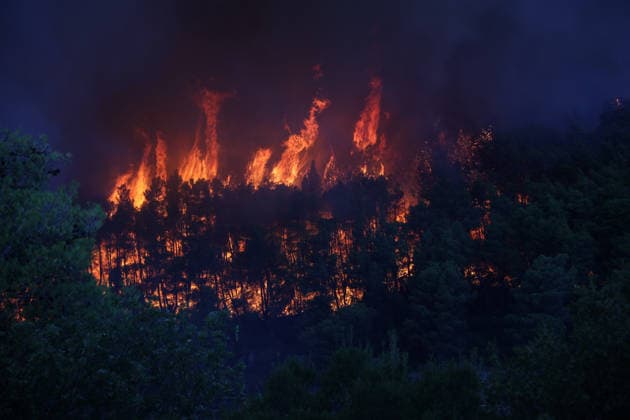 Wildfires in Western Attica, Greece ATTICA, GREECE - AUGUST 01: Wildfires continue in Agia Paraskevi, West Attica, Greece on August 1, 2026. Aris Oikonomou Anadolu Attica Greece. Editorial use only. Please get in touch for any other usage.  Copyright: x2026xAnadoluxArisxOikonomoux