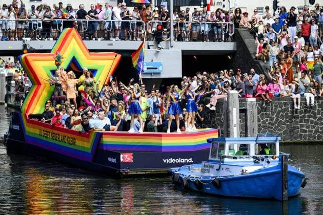Amsterdam, The Netherlands, 2026-08-01 14:29:47 AMSTERDAM, 01-08-2026, Canals of Amsterdam. Amsterdam is the host city for WorldPride. Under the theme UNITY, equal rights, visibility, and international solidarity take center stage. The program includes the Pride Walk, Canal Parade, and a conference, among other things. PHOTO: NLBeeld Patrick van Emst Credit: NL Beeld Patrick van Emst  Copyright: xx x