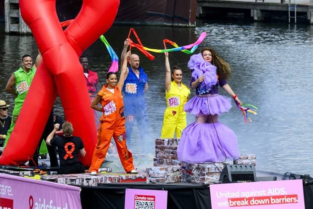 Amsterdam, The Netherlands, 2026-08-01 14:35:39 AMSTERDAM, 01-08-2026, Canals of Amsterdam. Amsterdam is the host city for WorldPride. Under the theme UNITY, equal rights, visibility, and international solidarity take center stage. The program includes the Pride Walk, Canal Parade, and a conference, among other things. PHOTO: NLBeeld Patrick van Emst Credit: NL Beeld Patrick van Emst  Copyright: xx x