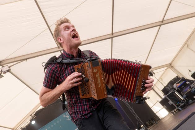 Skinny Lister in concert at Cambridge Folk Festival at Cherry Hinton Hall Park in Cambridge, UK on 01 August 2026 Max Thomas performing with Skinny Lister in concert at Cambridge Folk Festival at Cherry Hinton Hall Park in Cambridge, UK on 01 August 2026, Credit:Stephen Keable Avalon UK, Cambridgeshire, Cambridge, Cherry Hinton Hall Park  Copyright: xStephenxKeablex xAvalonx 1120147361