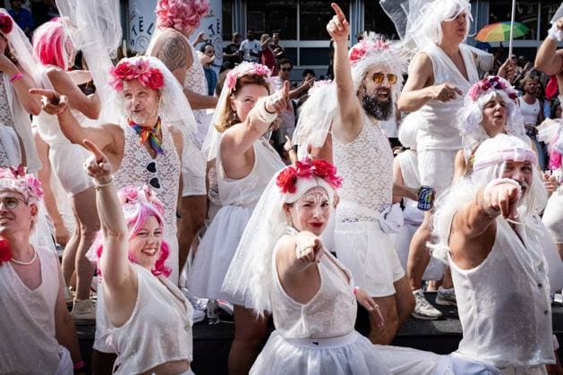 AMSTERDAM - Participants and spectators during the Canal Parade. The boat parade is traditionally part of the Pride celebrations in the capital. RAMON VAN FLYMEN ANP netherlands out - belgium out  Copyright: xx x564705065x originalFilename: 564705065.jpg