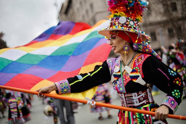 Santiago, August 1, 2026: Carnival in honor of the Virgin of Copacabana along the Alameda, a Bolivian tradition that goes hand in hand with Bolivia’s national holidays, featuring colorful traditional costumes from the region. Diego Martin Aton, Chile; Aton 1177164 jpeg  Copyright: DIEGOxMARTIN ATONxCHILE