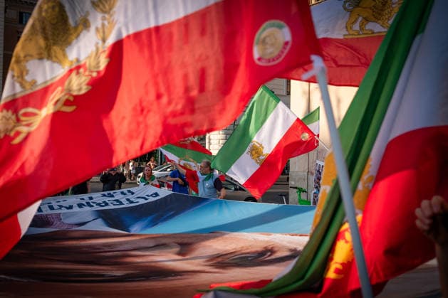August 1, 2026, Rome, Rm, Italy: Members of the anti-regime Iranian community in Rome gather in Largo Torre Argentina. They are protesting against the repression and executions of opponents carried out by the Iranian regime and support the return to power of Crown Prince Reza Pahlavi. Rome Italy  - ZUMAg256 20260801_znp_g256_008 Copyright: xMarcoxDixGianvitox