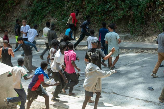 August 1, 2026, Ceuta, Ceuta, Spain: The Ceuta Temporary Immigrant Stay Center (CETI) is currently facing extreme tension and severe overcrowding, reaching a state of absolute collapse. The facility has been forced to close its doors to new male arrivals due to a critical lack of space. Ceuta Spain - ZUMAd308 20260801_zsp_d308_053 Copyright: xJuanxCarlosxLucasx