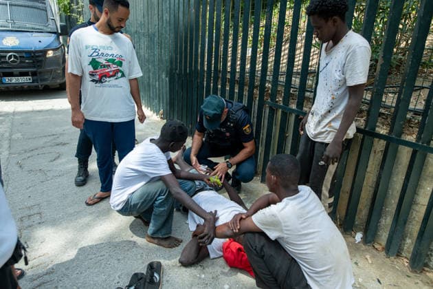 August 1, 2026, Ceuta, Ceuta, Spain: The Ceuta Temporary Immigrant Stay Center (CETI) is currently facing extreme tension and severe overcrowding, reaching a state of absolute collapse. The facility has been forced to close its doors to new male arrivals due to a critical lack of space. Ceuta Spain - ZUMAd308 20260801_zsp_d308_042 Copyright: xJuanxCarlosxLucasx