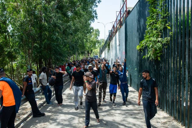 August 1, 2026, Ceuta, Ceuta, Spain: The Ceuta Temporary Immigrant Stay Center (CETI) is currently facing extreme tension and severe overcrowding, reaching a state of absolute collapse. The facility has been forced to close its doors to new male arrivals due to a critical lack of space. Ceuta Spain - ZUMAd308 20260801_zsp_d308_036 Copyright: xJuanxCarlosxLucasx