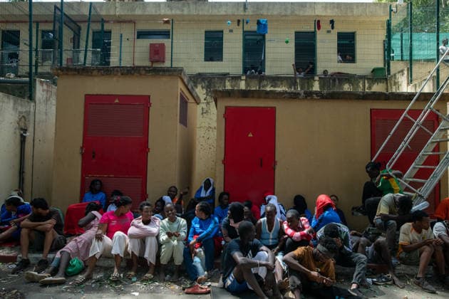 August 1, 2026, Ceuta, Ceuta, Spain: The Ceuta Temporary Immigrant Stay Center (CETI) is currently facing extreme tension and severe overcrowding, reaching a state of absolute collapse. The facility has been forced to close its doors to new male arrivals due to a critical lack of space. Ceuta Spain - ZUMAd308 20260801_zsp_d308_026 Copyright: xJuanxCarlosxLucasx