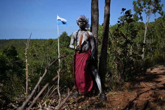 GARMA FESTIVAL, Ian Gurruwiwi, senior leader of the Galpu Clan poses for a photo during the 26th annual Garma Festival in Gulkula, Northern Territory, Saturday, August 1, 2026. The Garma Festival takes place on the remote northeast Arnhem Land, celebrating Yolngu culture and customs in a four-day event hosted by the Yothu Yindi Foundation. ( NO ARCHIVING - VISUALS FROM THE YYF GARMA 26TH ANNIVERSARY ARE STRICTLY FOR NEWS AND CURRENT AFFAIRS COVERAGE ONLY. VISUALS MUST NOT BE USED FOR PROMOTIONAL, ADVERTISING, COMMERCIAL, FUNDRAISING OR ANY OTHER PURPOSE Gulkula Ceremonial Site Northern Territory Australia  Copyright: xJamesxRossx 20260802114375142410