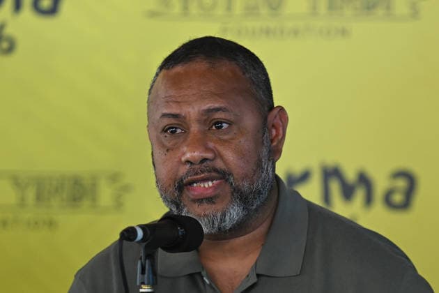 GARMA FESTIVAL, Keith Iduhu, Deputy Opposition Leader of Papua New Guinea speaks on the International Voices panel as part of the key forum during the 26th annual Garma Festival in Gulkula, Northern Territory, Saturday, August 1, 2026. The Garma Festival takes place on the remote northeast Arnhem Land, celebrating Yolngu culture and customs in a four-day event hosted by the Yothu Yindi Foundation. ( NO ARCHIVING - VISUALS FROM THE YYF GARMA 26TH ANNIVERSARY ARE STRICTLY FOR NEWS AND CURRENT AFFAIRS COVERAGE ONLY. VISUALS MUST NOT BE USED FOR PROMOTIONAL, ADVERTISING, COMMERCIAL, FUNDRAISING OR ANY OTHER PURPOSE Gulkula Ceremonial Site Northern Territory Australia  Copyright: xJamesxRossx 20260802123694732756