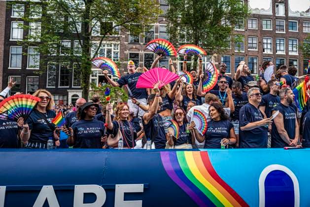 August 1, 2026, Amsterdam, North Holland, Netherlands: Delta and KLM Airlines workers join Amsterdam Pride s Canal Parade on August 1, 2026, in Amsterdam, the Netherlands. Hundreds of thousands of spectators joined the 30th edition of the Pride Canal Parade, the highlight of WorldPride Amsterdam 2026. This yearÃ¢â‚¬â ¢s parade also included the WorldPride Stadium grandstand, with seating for approximately 10,000 people to watch as floats pass by. Amsterdam Netherlands - ZUMAp202 20260801_zip_p202_081 Copyright: xJamesxPetermeierx