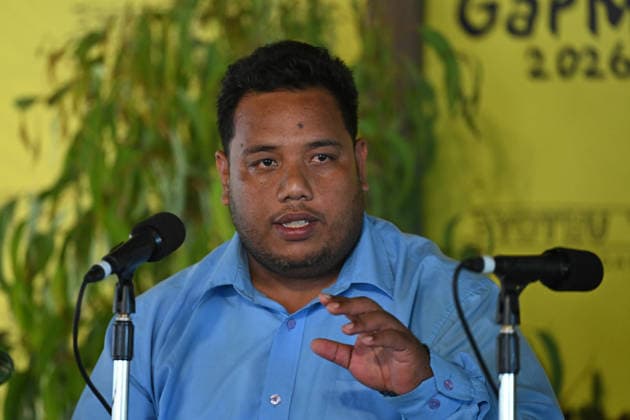 GARMA FESTIVAL, Harry Tekaiti, Minister for Culture and Internal Affairs of Kiribati speaks on the International Voices panel as part of the key forum during the 26th annual Garma Festival in Gulkula, Northern Territory, Saturday, August 1, 2026. The Garma Festival takes place on the remote northeast Arnhem Land, celebrating Yolngu culture and customs in a four-day event hosted by the Yothu Yindi Foundation. ( NO ARCHIVING - VISUALS FROM THE YYF GARMA 26TH ANNIVERSARY ARE STRICTLY FOR NEWS AND CURRENT AFFAIRS COVERAGE ONLY. VISUALS MUST NOT BE USED FOR PROMOTIONAL, ADVERTISING, COMMERCIAL, FUNDRAISING OR ANY OTHER PURPOSE Gulkula Ceremonial Site Northern Territory Australia  Copyright: xJamesxRossx 20260802172219280000
