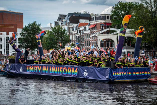 August 1, 2026, Amsterdam, North Holland, Netherlands: Dutch police officers joined Amsterdam Pride s Canal Parade on August 1, 2026, in Amsterdam, the Netherlands. Hundreds of thousands of spectators joined the 30th edition of the Pride Canal Parade, the highlight of WorldPride Amsterdam 2026. This yearÃ¢â‚¬â ¢s parade also included the WorldPride Stadium grandstand, with seating for approximately 10,000 people to watch as floats pass. Amsterdam Netherlands - ZUMAp202 20260801_zip_p202_109 Copyright: xJamesxPetermeierx