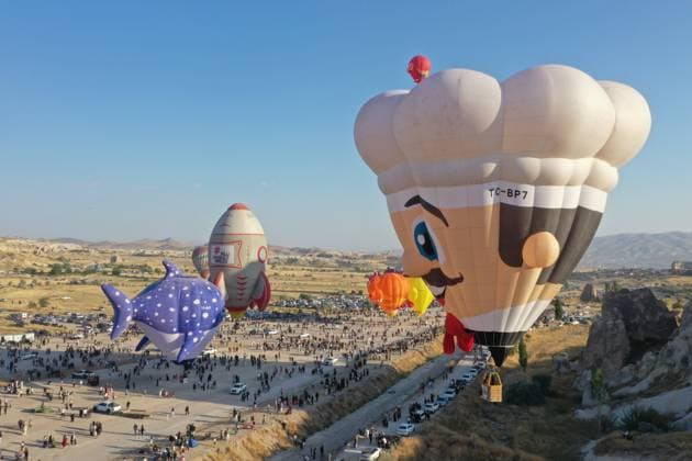 Cappadocia Balloon Festival concludes with colorful scenes NEVSEHIR, TURKIYE - AUGUST 2: A view of balloons during the 7th Cappadocia Balloon Festival concluded with the participation of 30 special-shaped hot air balloons brought from Turkiye and abroad in Nevsehir, Turkiye, on August 2, 2026. As part of the festival, sunrise demonstration flights over Goreme featured heart, owl, parrot, rocket, and globe-shaped balloons, creating colorful scenes above the region s iconic fairy chimneys and attracting the attention of both local and international visitors. Behcet Alkan Anadolu Nevsehir Turkey. Editorial use only. Please get in touch for any other usage.  Copyright: x2026xAnadoluxBehcetxAlkanx