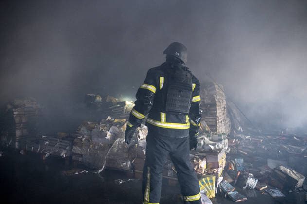 Russian drone strike hits book warehouse in Kharkiv KHARKIV, UKRAINE - AUGUST 1: Firefighters respond to area after two Russian attack drones struck a book warehouse destroying part of the building and sparking a fire that spread across 8,900 square meters in Kharkiv, Ukraine, on August 1, 2026. No casualties were reported, though one firefighter suffered heatstroke while battling the blaze. The warehouse belongs to Ukrainian publisher Ranok and also serves as the distribution center for the KnygoLand bookstore chain. Serhii Masin Anadolu Kharkiv Ukraine. Editorial use only. Please get in touch for any other usage.  Copyright: x2026xAnadoluxSerhiixMasinx
