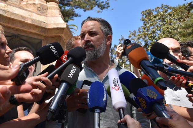 Abascal Addresses the Migration Crisis from Ceuta VOX President Santiago Abascal speaks to the media in Plaza de África on August 2, 2026, in Ceuta, Spain. The VOX president is in Ceuta to address the consequences of the migration crisis. AUGUST 2, 2026. Gabriela Sardá Nún. Ceuta, Spain.  Copyright: xGabrielaxSardaxNunezx 7699171