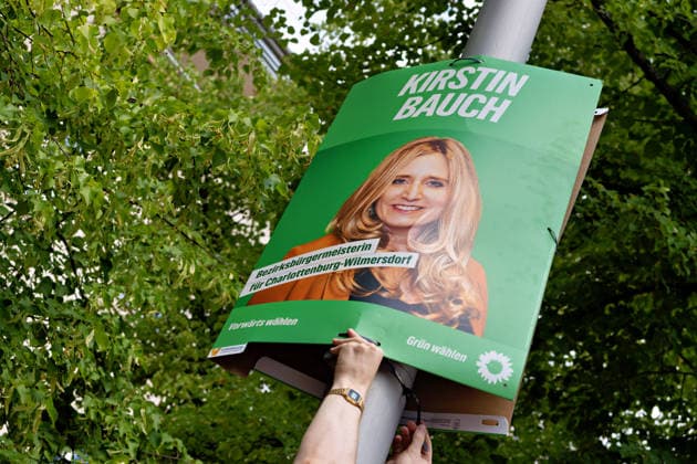 Berlin,02.08.2026,Wahlplakat der Partei Bündnis 90 die Grünen - Kirstin Bauch - zur Wahl zum 20.Abgeordnetenhaus von Berlin am 20.09.2026. *** Berlin, August 2, 2026; Election poster for Kirstin Bauch of the Alliance 90 The Greens party for the election to the 20th Berlin House of Representatives on September 20, 2026