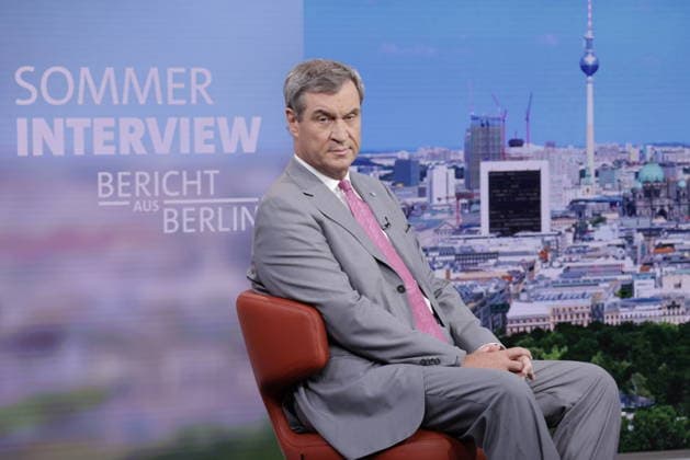 News Bilder des Tages CSU-Vorsitzender Markus Söder, Deutschland, Berlin, ARD-Sommerinterview mit CSU-Vorsitzender Markus Söder *** CSU Chairman Markus Söder, Germany, Berlin, ARD Summer Interview with CSU Chairman Markus Söder