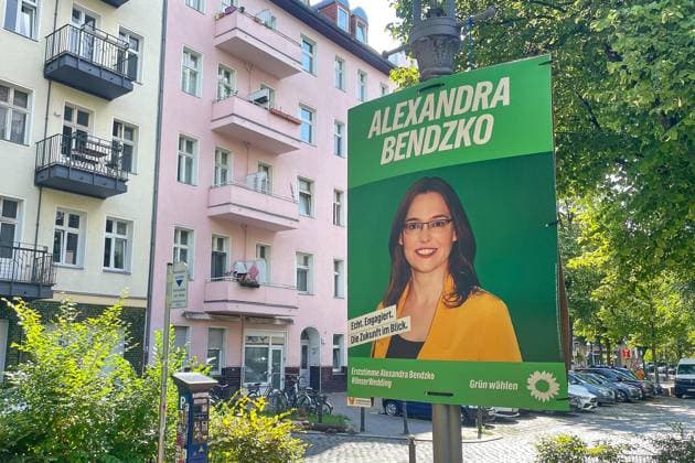 Berlin, Deutschland, 02.08.2026: Wahlplakat von Alexandra Bendzko (Grüne) zu den Wahlen zum Abgeordnetenhaus von Berlin *** Berlin, Germany, August 2, 2026: Campaign poster for Alexandra Bendzko of the Green Party for the Berlin House of Representatives election Copyright: xdtsxNachrichtenagenturx dts_129202