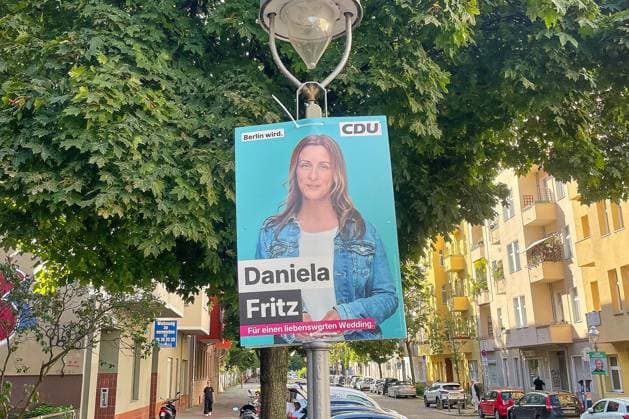 Berlin, Deutschland, 02.08.2026: Wedding: Wahlplakate von Daniela Fritz (CDU) zu den Wahlen zum Abgeordnetenhaus von Berlin *** Berlin, Germany, August 2, 2026: Election posters by Daniela Fritz (CDU) for the Berlin House of Representatives election in the Wedding district Copyright: xdtsxNachrichtenagenturx dts_129192
